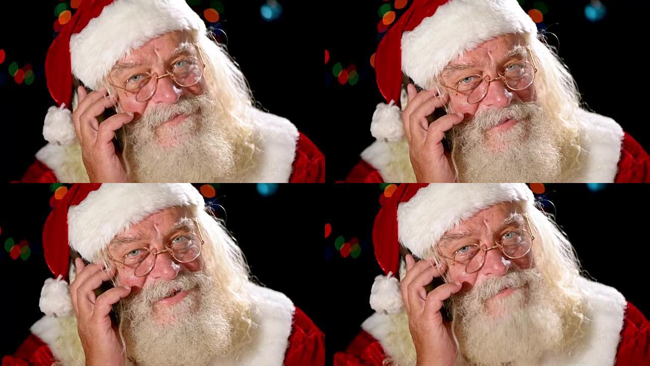 圣诞老人在电话里打电话