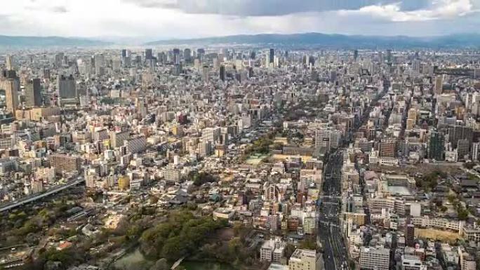 4k延时: 天王寺的空中大阪城市景观
