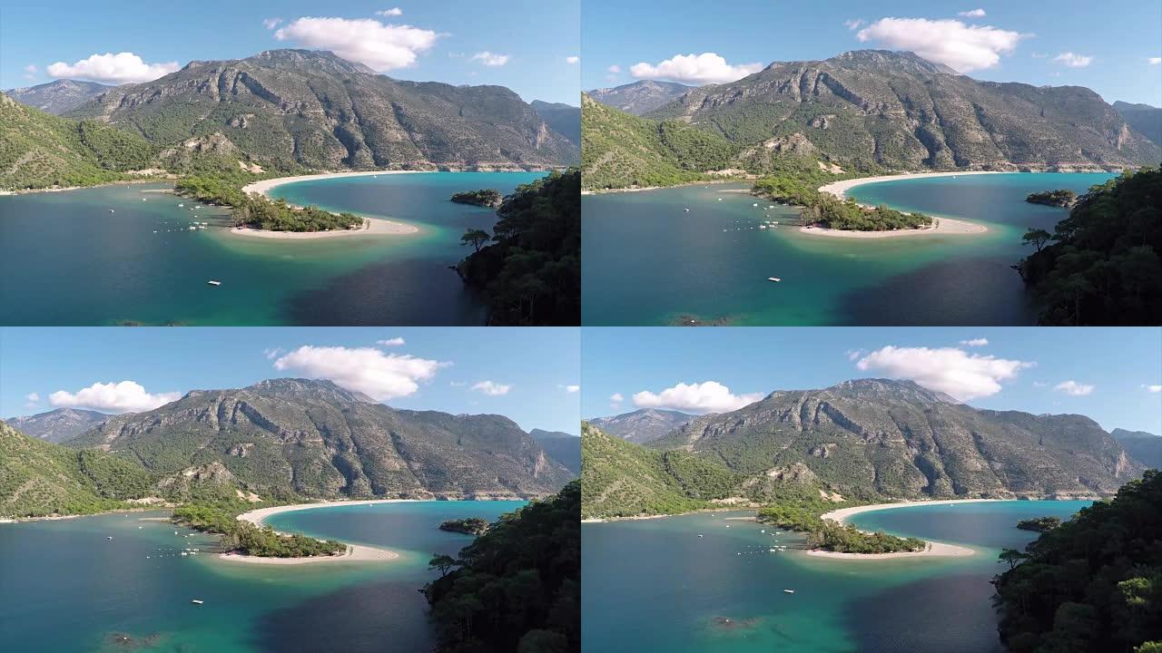 Blue lagoon from oludeniz-空中视频