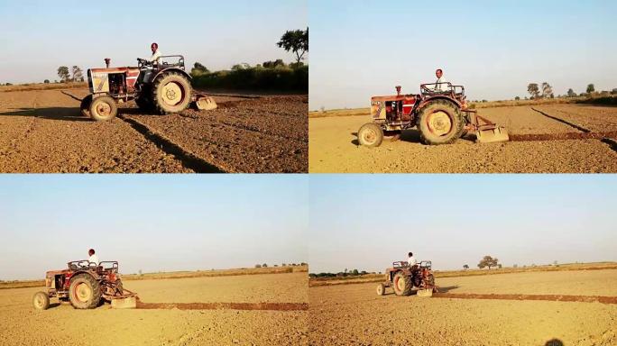 农民拖拉机和田间作业概念