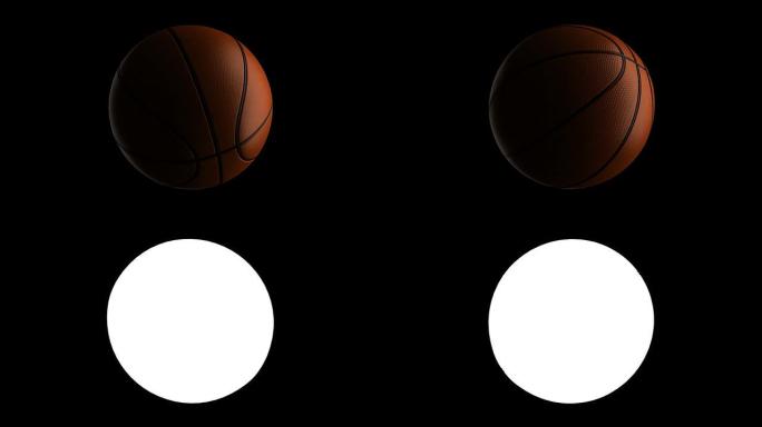 与亮度哑光隔离的篮球旋转回路
