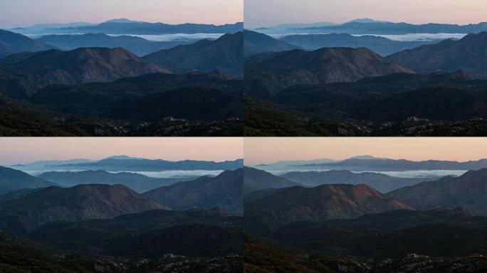 拉古纳山日落期间云河的延时拍摄，在索尼A7s上拍摄，相机锁定