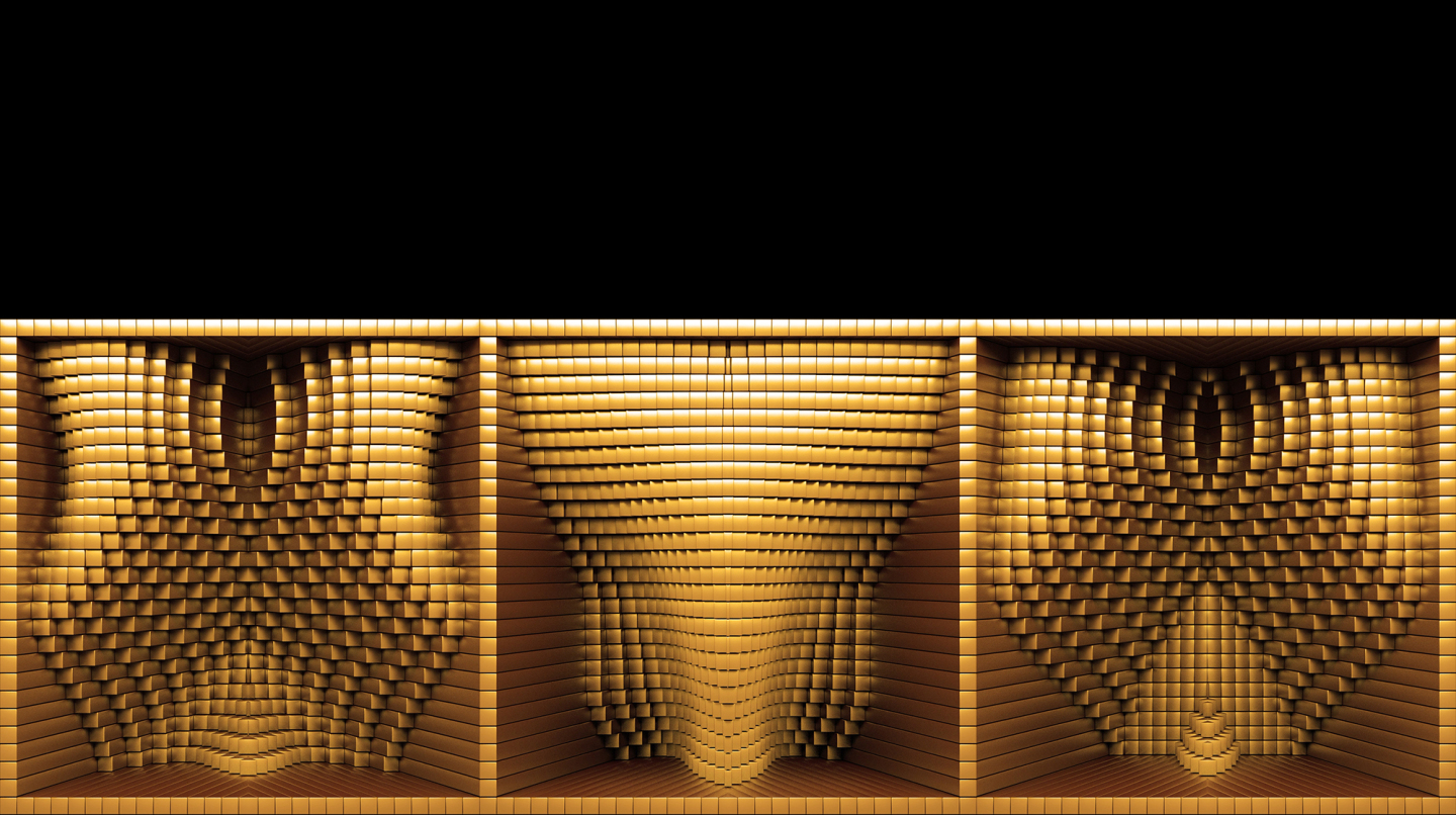 【裸眼3D】奢华艺术金色方块立体黄金盒子
