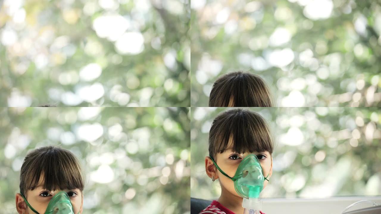 女孩哮喘吸入器女孩哮喘吸入器