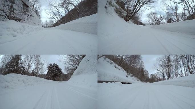 雪地冬季公路行驶体育锻炼身心修养陶冶情操