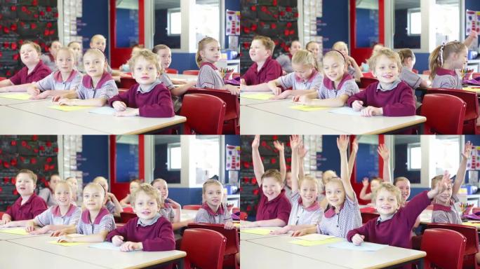 学童在课堂上回答问题