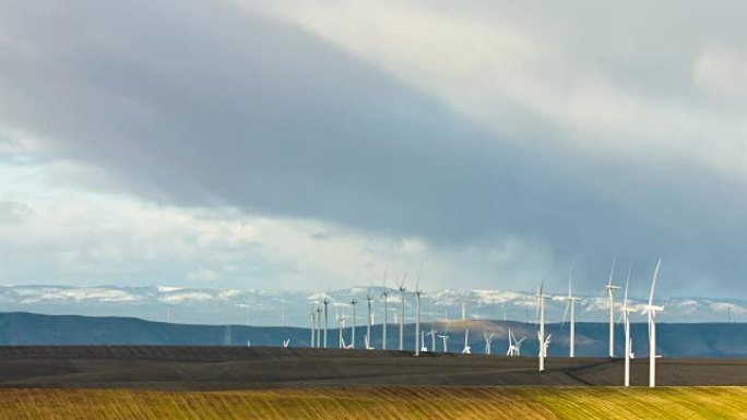 一排风力涡轮机风车电机组风能清洁能源
