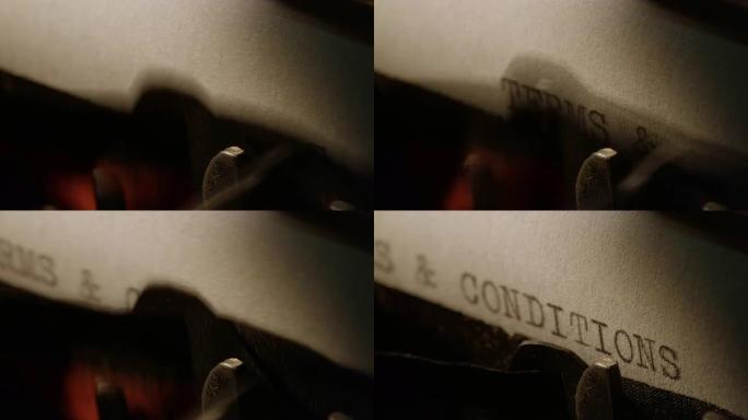 旧打字机印刷条款和条件的LD型杆