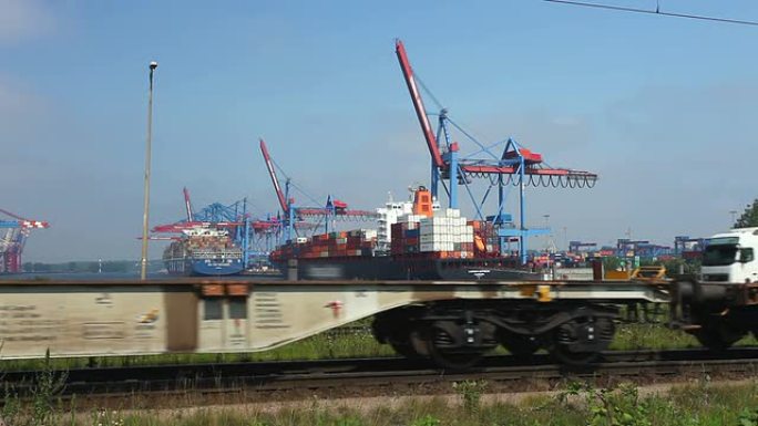 汉堡港汉堡港口物流货运工业码头龙门吊