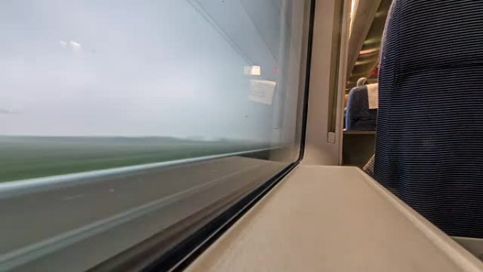 高速列车窗外的场景。延时4k