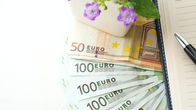 货币欧元纸币用于商业概念，4k分辨率 (UHD)