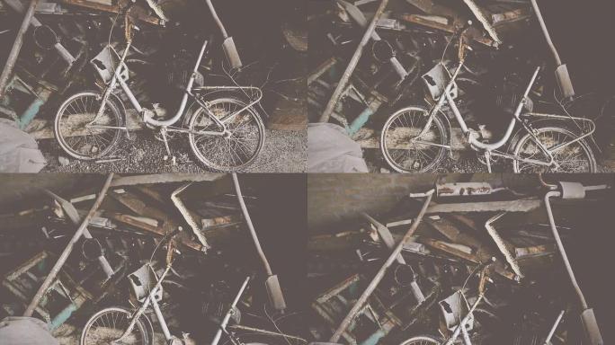 旧生锈的自行车和齿轮