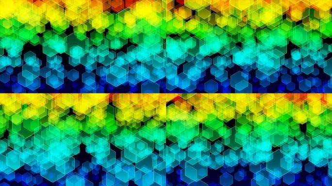六面体的动画背景抽象色彩渲染三维空间穿梭