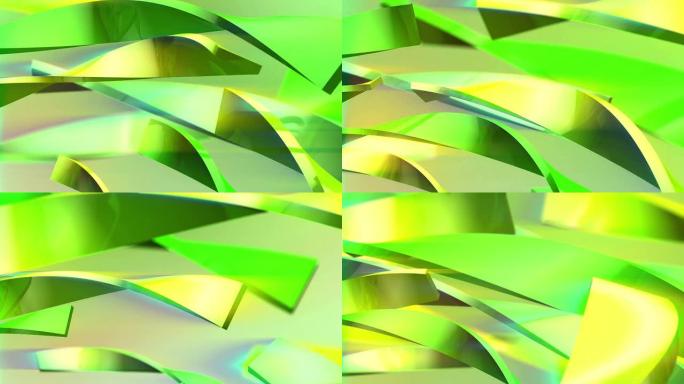 三维波浪绿色特效动画条形翻转背景素材