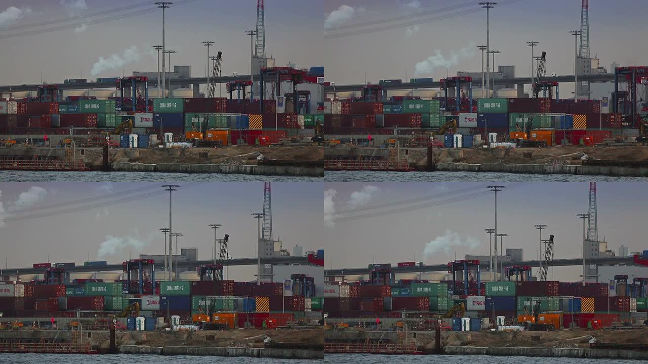 汉堡港集装箱码头海运汉堡港口轮船外贸易运