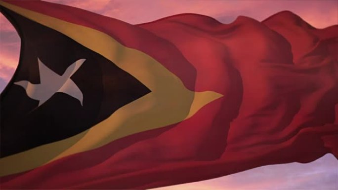 东帝汶国旗飘扬天空