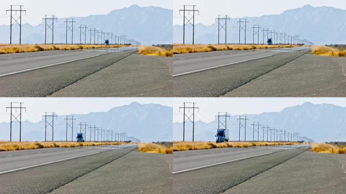 沙漠高速公路上的半卡车