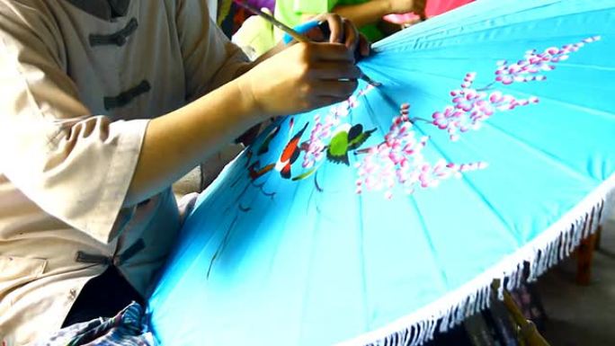 手工泰国风格的伞画