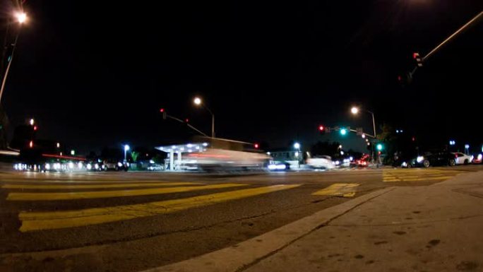 夜晚的街角-延时车流公路道路汽车