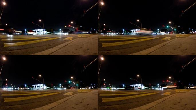 夜晚的街角-延时车流公路道路汽车