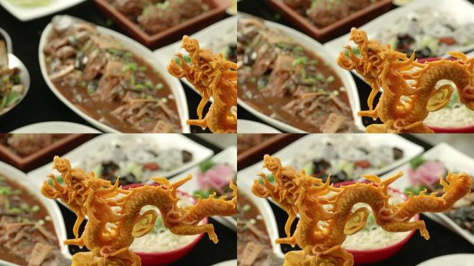 食品雕刻，中国龙特写展示食品食材美味佳肴