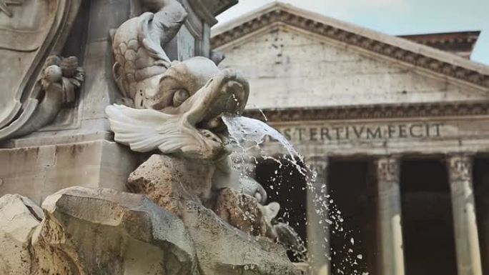 罗马万神殿喷泉，平移视频