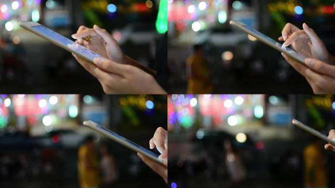 手按屏幕数字平板电脑。