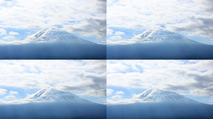 高清延时：富士山风景带云