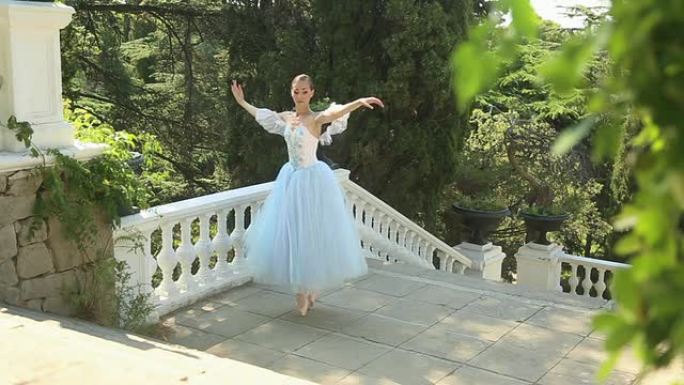 芭蕾舞女演员在美丽的公园跳舞