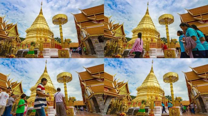 泰国清迈的Doi Suthep寺时间流逝。