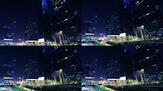 上海街道夜景灯火车流金融中心城市