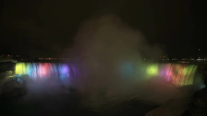 高清: 加拿大安大略省马蹄尼亚加拉瀑布的照明灯