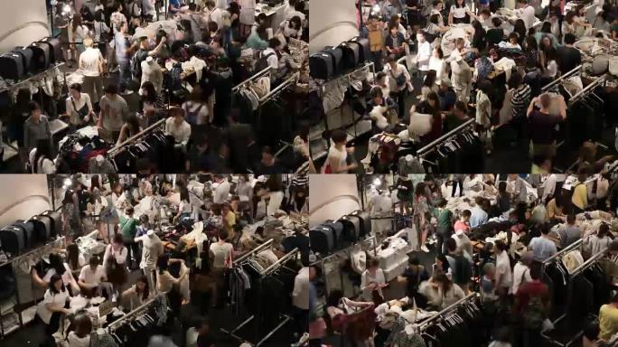 4k-人们购物服装店打折促销