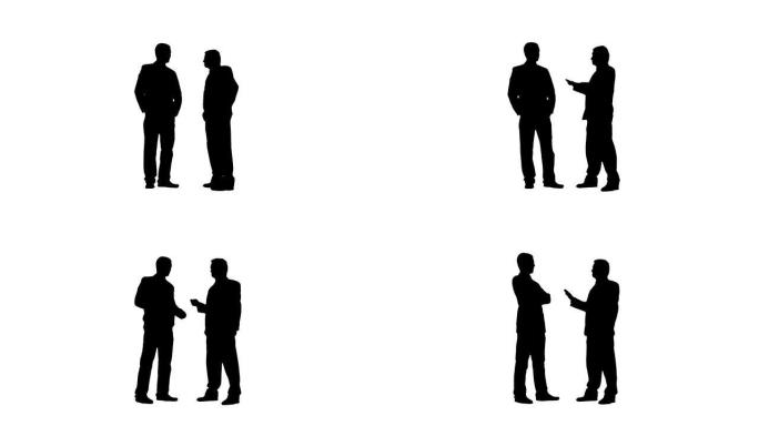 商业概念剪影商务开会外国人讨论头脑握手团