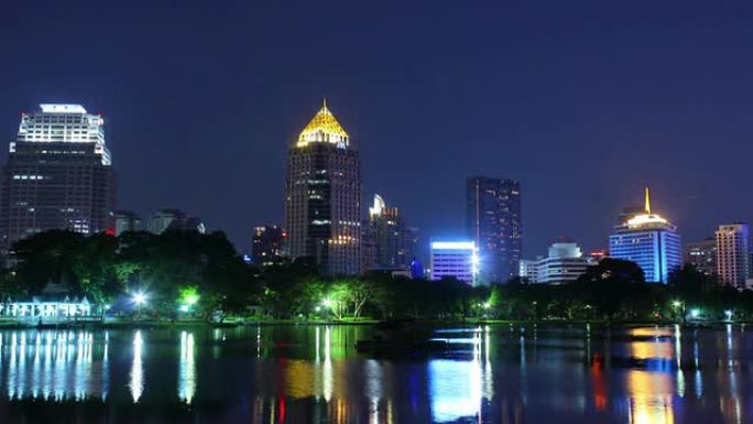 延时城市场景之夜夜景灯火车流金融中心城市