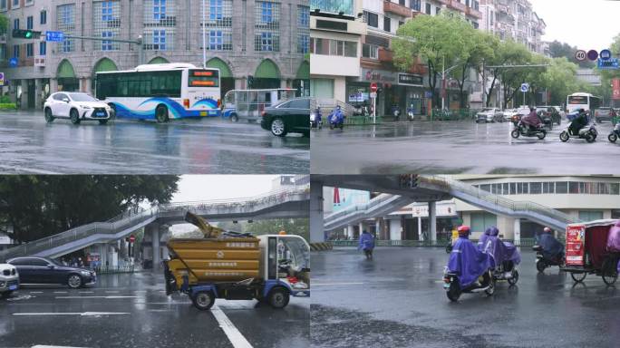 4k下雨天 街拍 车流