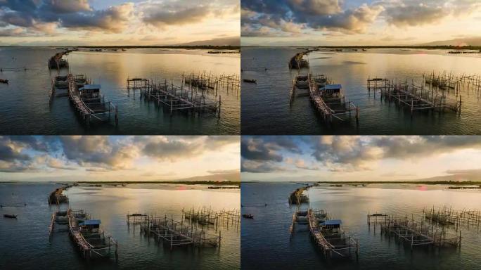 泰国湾的延时4K-贝类养殖场。