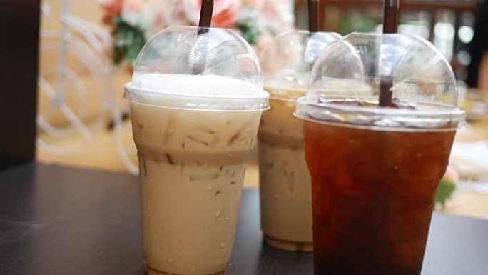 冰咖啡夏季夏天冰饮饮料一次性杯子特写