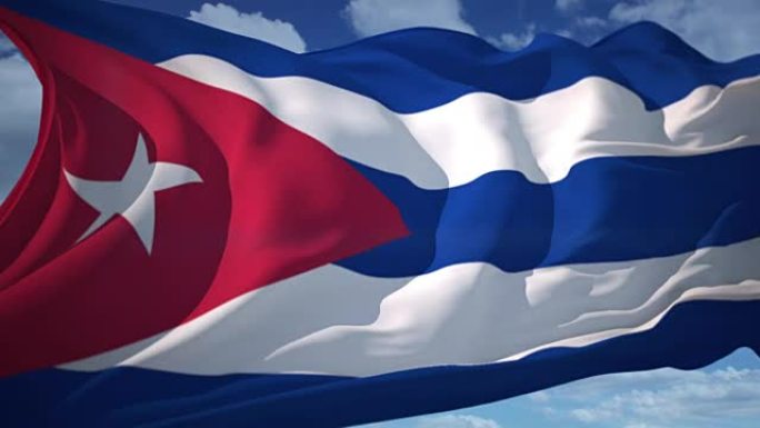 古巴国旗主权领土旗帜随风飘扬自由民主