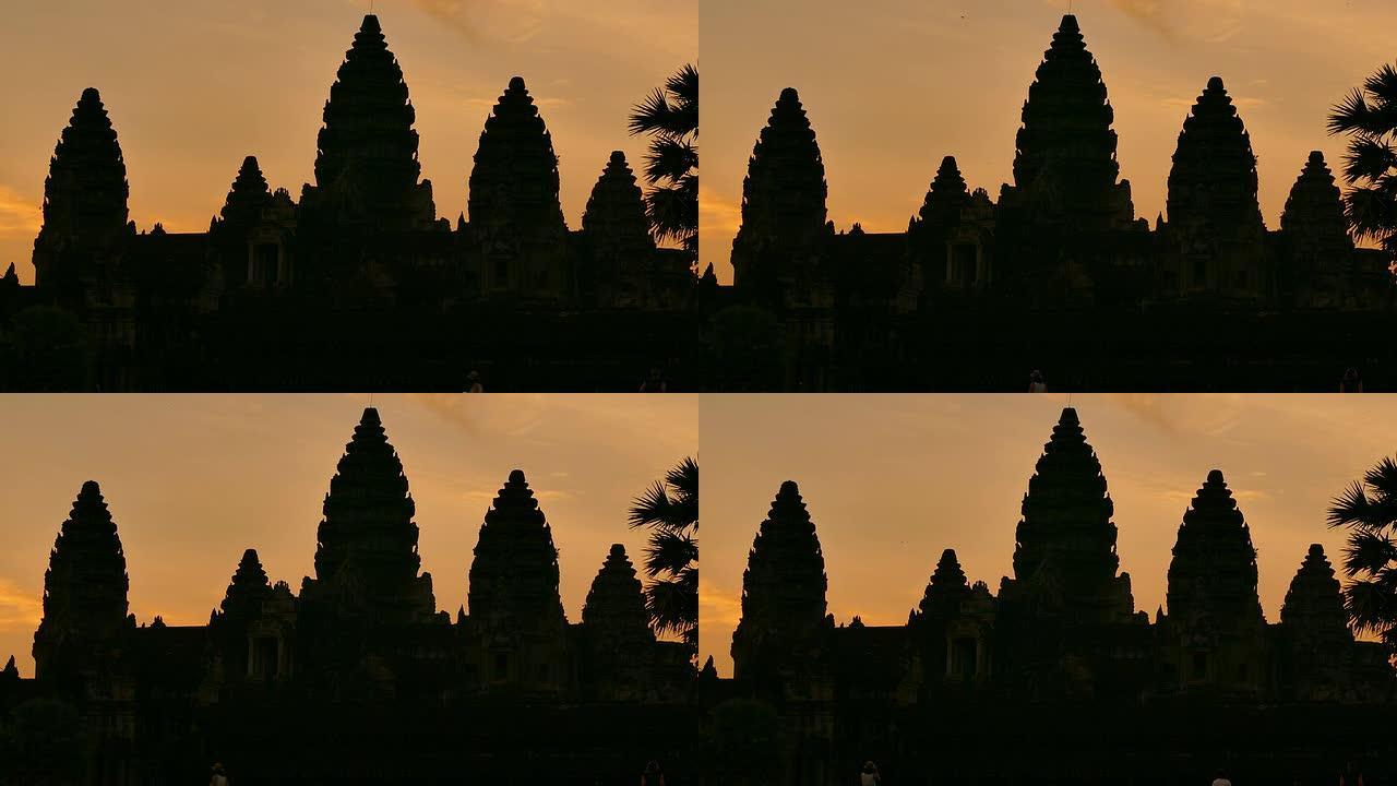 日出背景下的吴哥窟寺庙