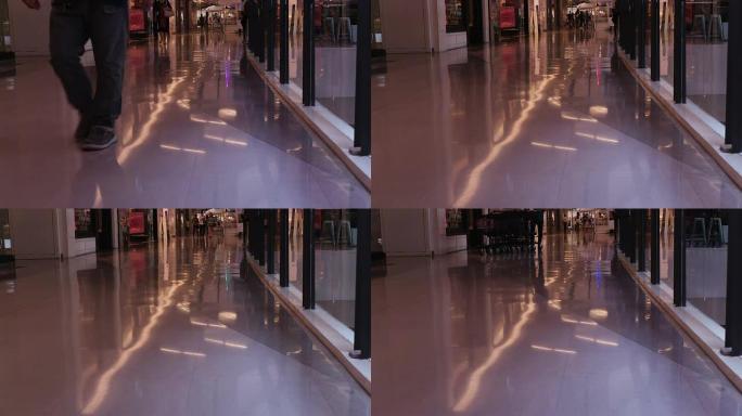 高清延时：人们在购物中心散步