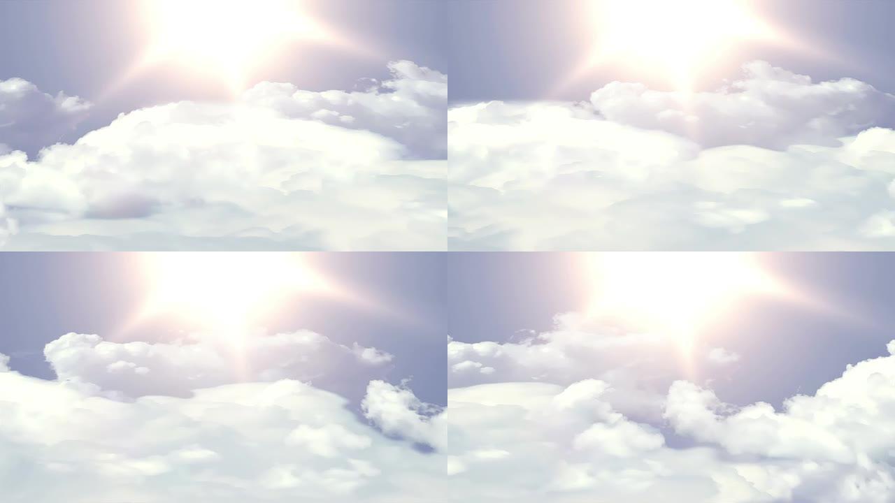 太阳和云循环云霞云朵彩云太阳时间流逝乌云