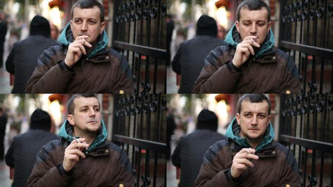 一个正在抽烟的年轻人