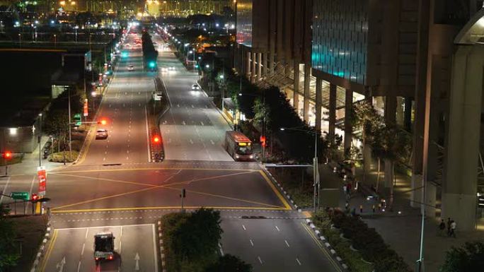 新加坡夜间延时交通信号灯