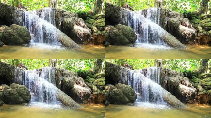 森林里美丽的瀑布。