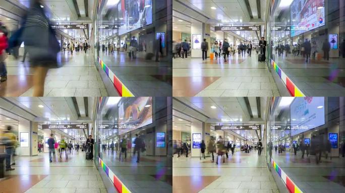4k延时: 名古屋火车站拥挤的旅行者