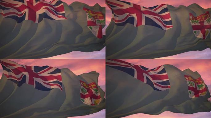 斐济国旗飘动