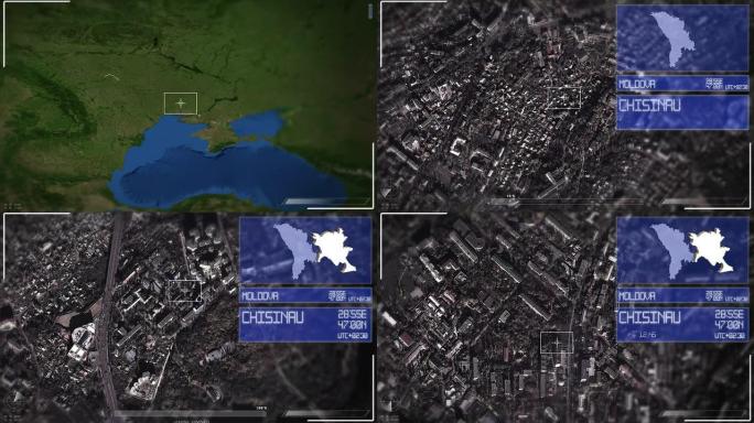 基希讷乌的未来主义卫星图像视图。