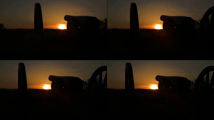 日落中的葛底斯堡大炮