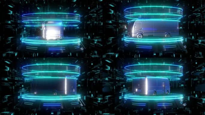 丰田考斯特汽车元宇宙全息科技光圈展示素材